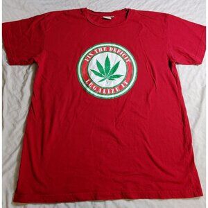 FIX THE DEFICIT Legalize It Tee T-shirt Double sided Red Terrace BC Canada XL